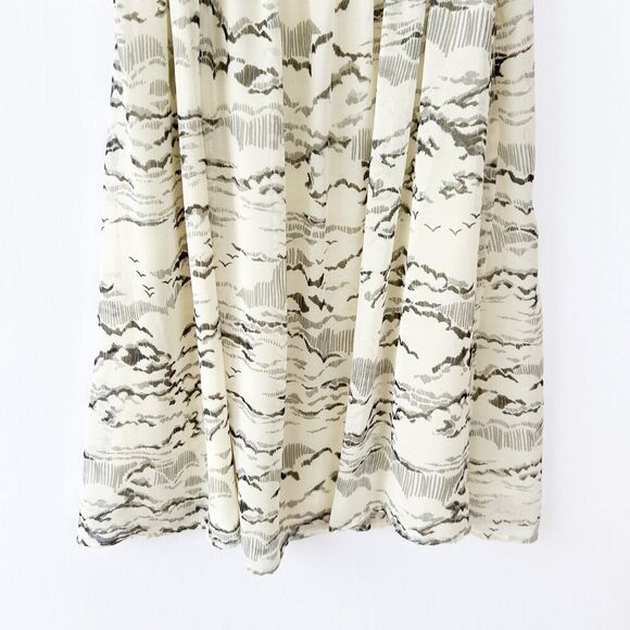 Patterson J Kincaid White Gray Bird Print Ruched Tank Dress XS - Picture 5 of 8